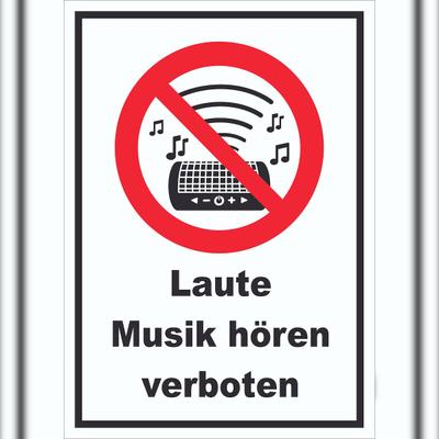 HB-Druck Schild Laute Musik verboten A5 Rückseite selbstklebend