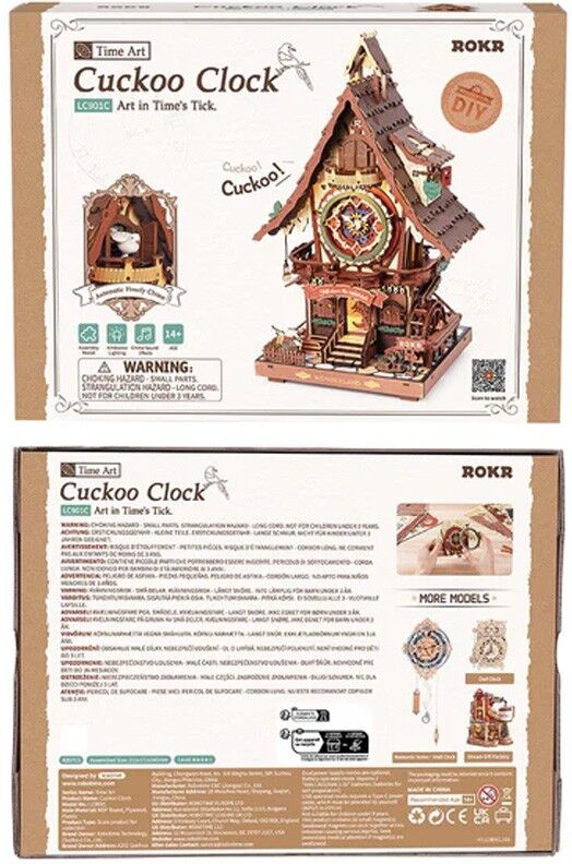 Puzzle 3D mécanique en bois Cuckoo Clock Rokr