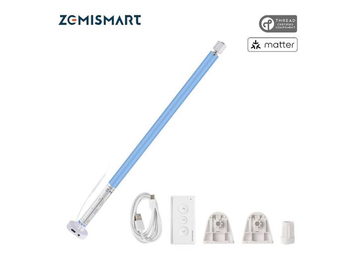 Moteur de stores roulants à filetage Matter pour Tube de 25 28mm, moteur de rideau Rechargeable Zemismart Homekit Alexa Google Home Smartthings