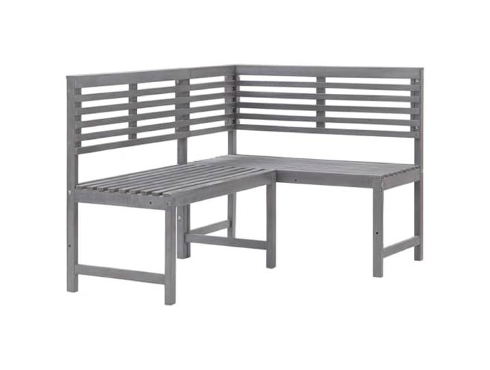 HGBNMER Garten-Eckbank Grau 140 cm Massivholz Akazie Massives Akazienholz,rustikale Optik,Sitz- und Rückenlatten,zwei Montagevarianten,Balkon und Garten