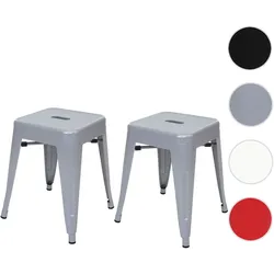 2er-Set Hocker HWC-A73, Metallhocker Sitzhocker, Metall Industriedesign stapelbar ~ grau