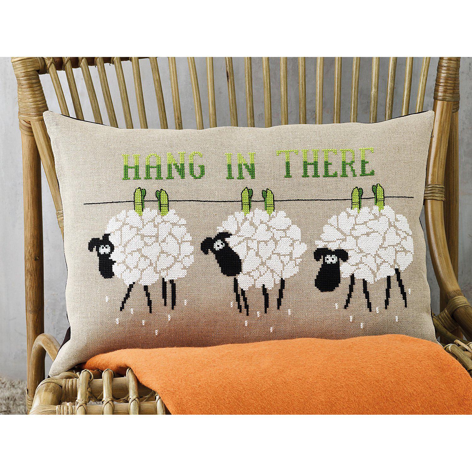 Stickkissen Schafe"Hang-in-there"