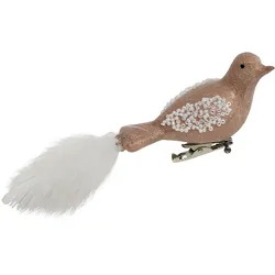 Chic Antique Weihnachtsdeko Vogel aus Glas, H4/L9,5/B4 cm rosa