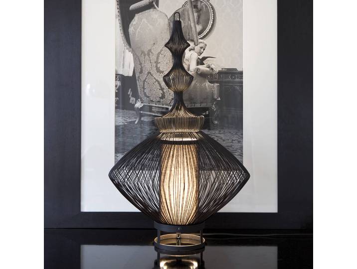 Forestier Designer Tischlampe Opium, schwarz, für Wohn- / Esszimmer, Metall, Design, Tischlampe