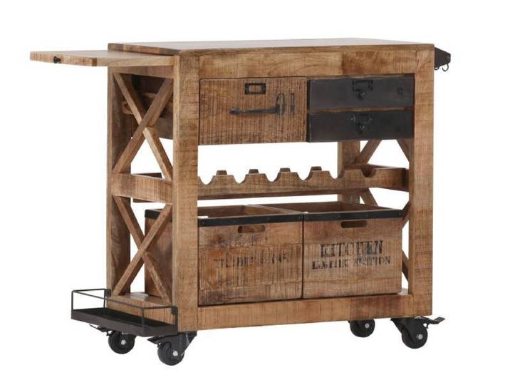Servierwagen WAREHOUSE, mango, Massivholz