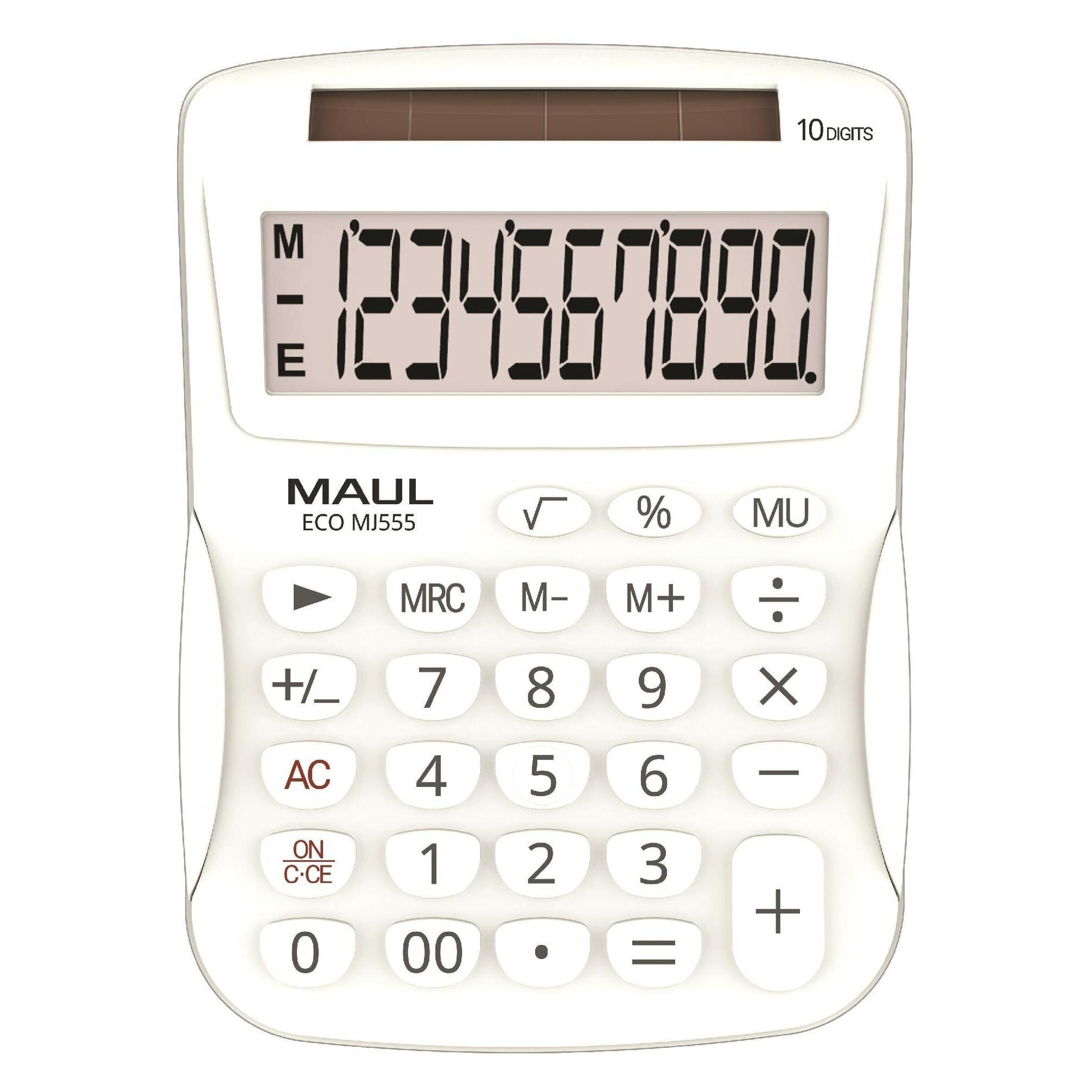 Maul Tischrechner Solar ECO MJ 555 weiss (Solarenergie) (72635 02)