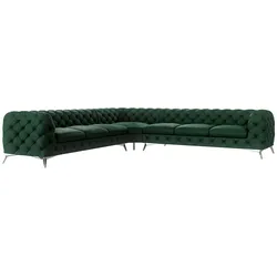 ECKSOFA Chesterfield Laura Flasche Grün Samt