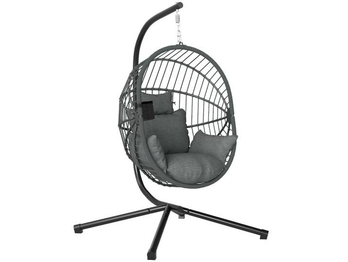 Outsunny Hängesessel, Stahl, Polyester, Grau, Metall, 106x188x120 cm, Gartenmöbel, Gartenschaukeln, Hängesessel
