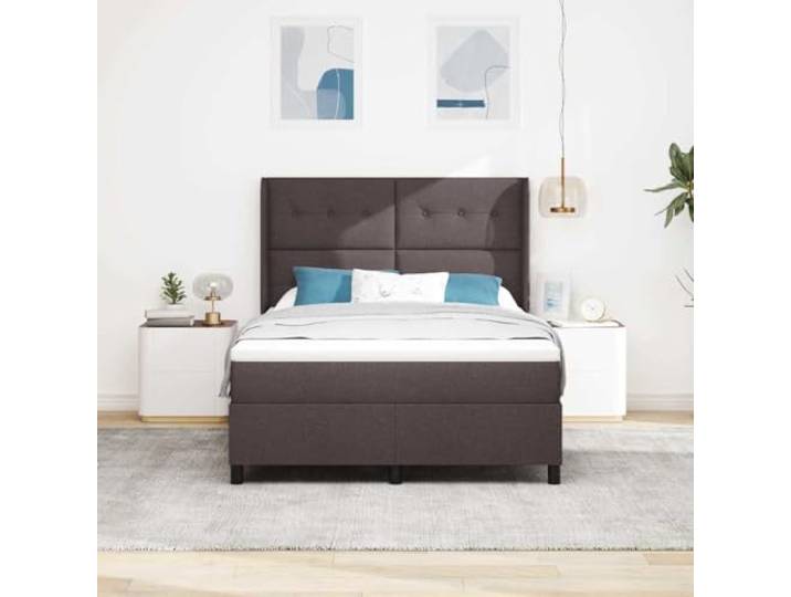 KTHLBRH Doppelbett, 140 x 190 cm, Dunkelbraun Verstellbares Kopfteil, fester Lattenrost, inklusive Federkernmatratze, robuste Struktur