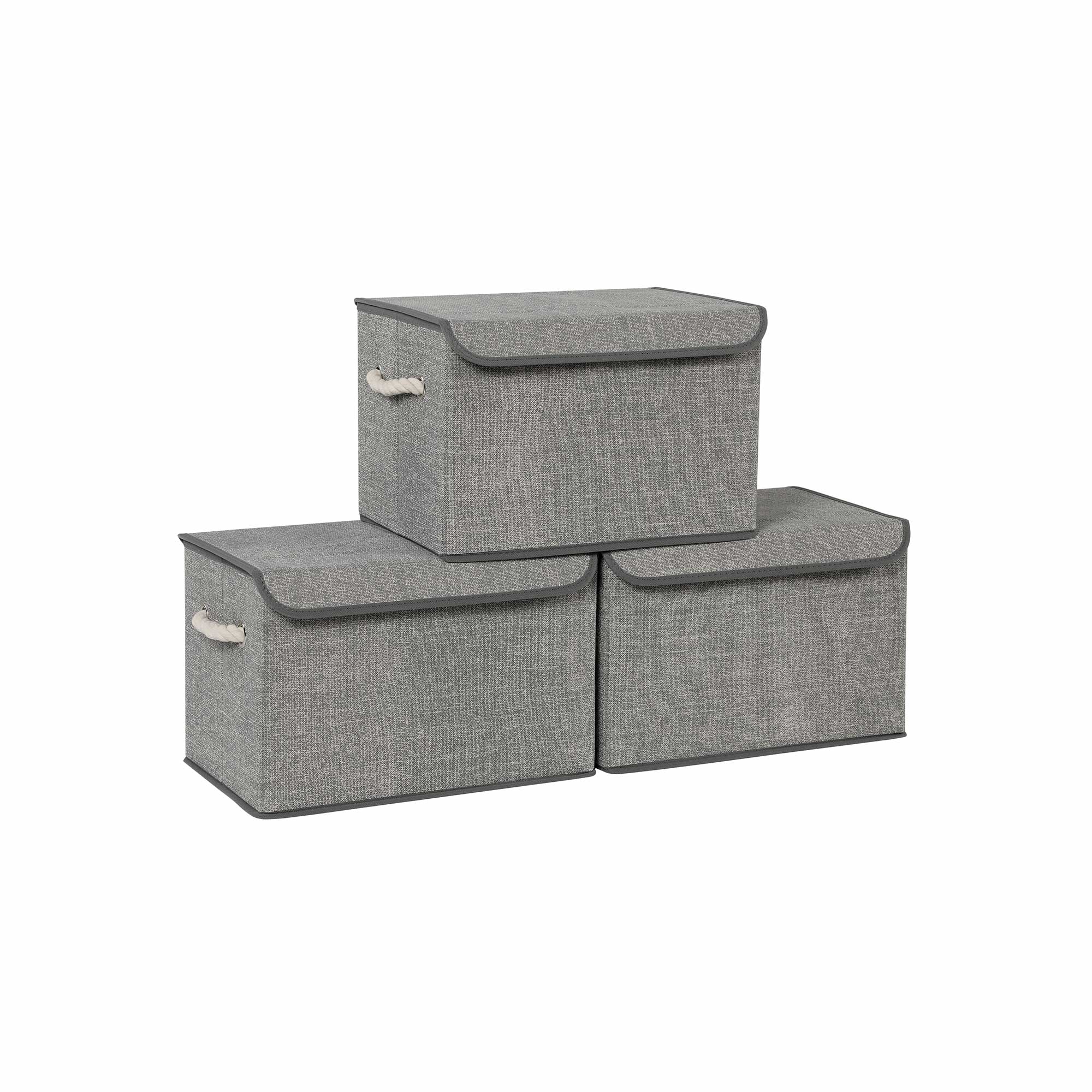SONGMICS Stoffboxen mit Deckel 3er Set RFB013G02