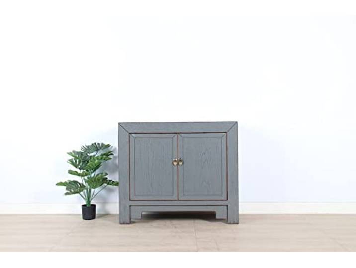 Yajutang Antike chinesische Kommode Massivholz grau RAL7005