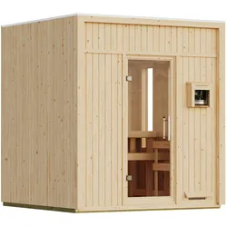 Karibu Design Saunahaus Avenal Blackline - 73 mm naturbelassen Ohne Terrasse Ohne Ofen