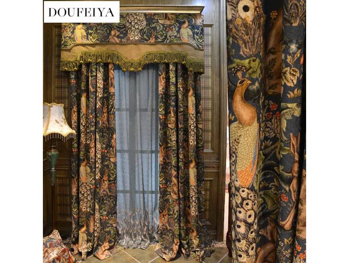 Rideaux de luxe européens pour salon, chambre à coucher, rideaux de fenêtre de villa, tissu de stores jacquard, cantonnière occultante, tulle