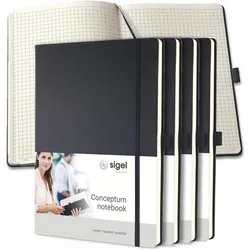 Sigel, Heft + Block, Notizbuch (A4, Kariert, Harter Einband)