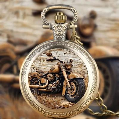 Uplift Picks Vintage Motorcycle Pocket Watch Retro Quartz Pendant Necklace Watch Vintage Motorcycle Pocket Watch Retro Quartz Pendant Necklace Watch
