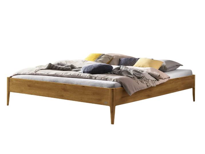 Bettgestell, Massivholz Wildeiche, Braun, 146×216 cm, Minimalistisch, Modern, Hasena