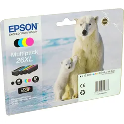 4 Epson Tinten C13T263640 Multipack KCMY 26XL
