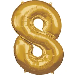 AMSC BALLON 8 GO - AMSCAN Folienballon Zahl 8 gold