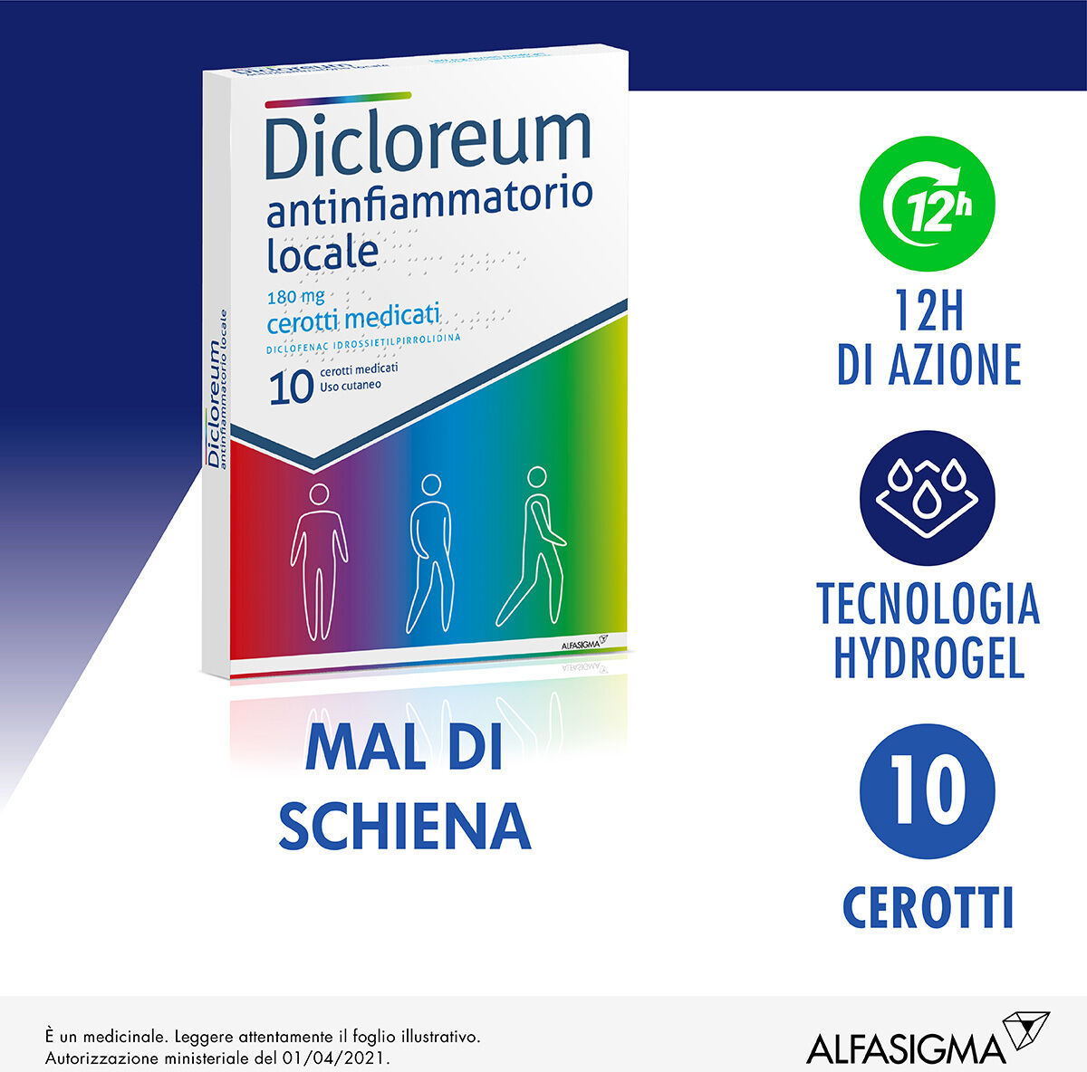 Dicloreum Antinfiammatorio Locale 180 mg Diclofenac 10 Cerotti Medicati