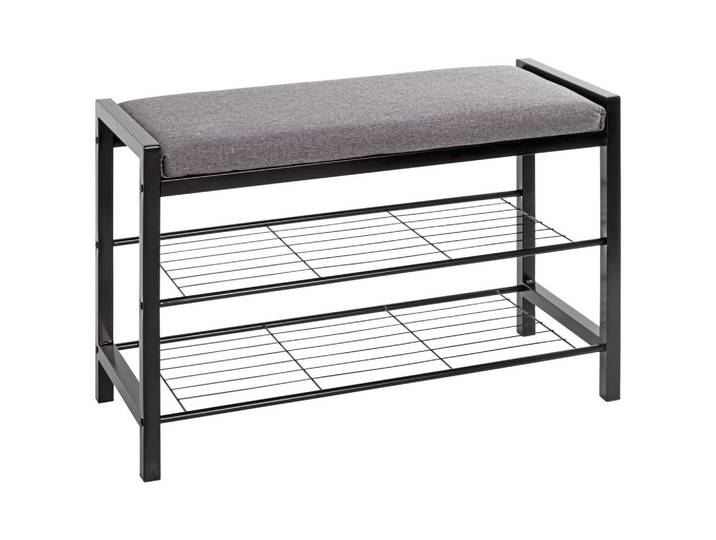 Garderobenbank, Grau, Schwarz, Metall, 75x50x32 cm, Abstellfläche, Garderobe, Garderobenbänke, Schuhbänke