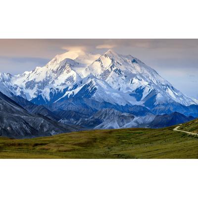 Fototapete PAPERMOON "MOUNT MCKINLEY-ALASKY GEBIRGE WALD BERGE SONNE ALPEN", bunt, B:2m L:1,49m, Vlies, Tapeten