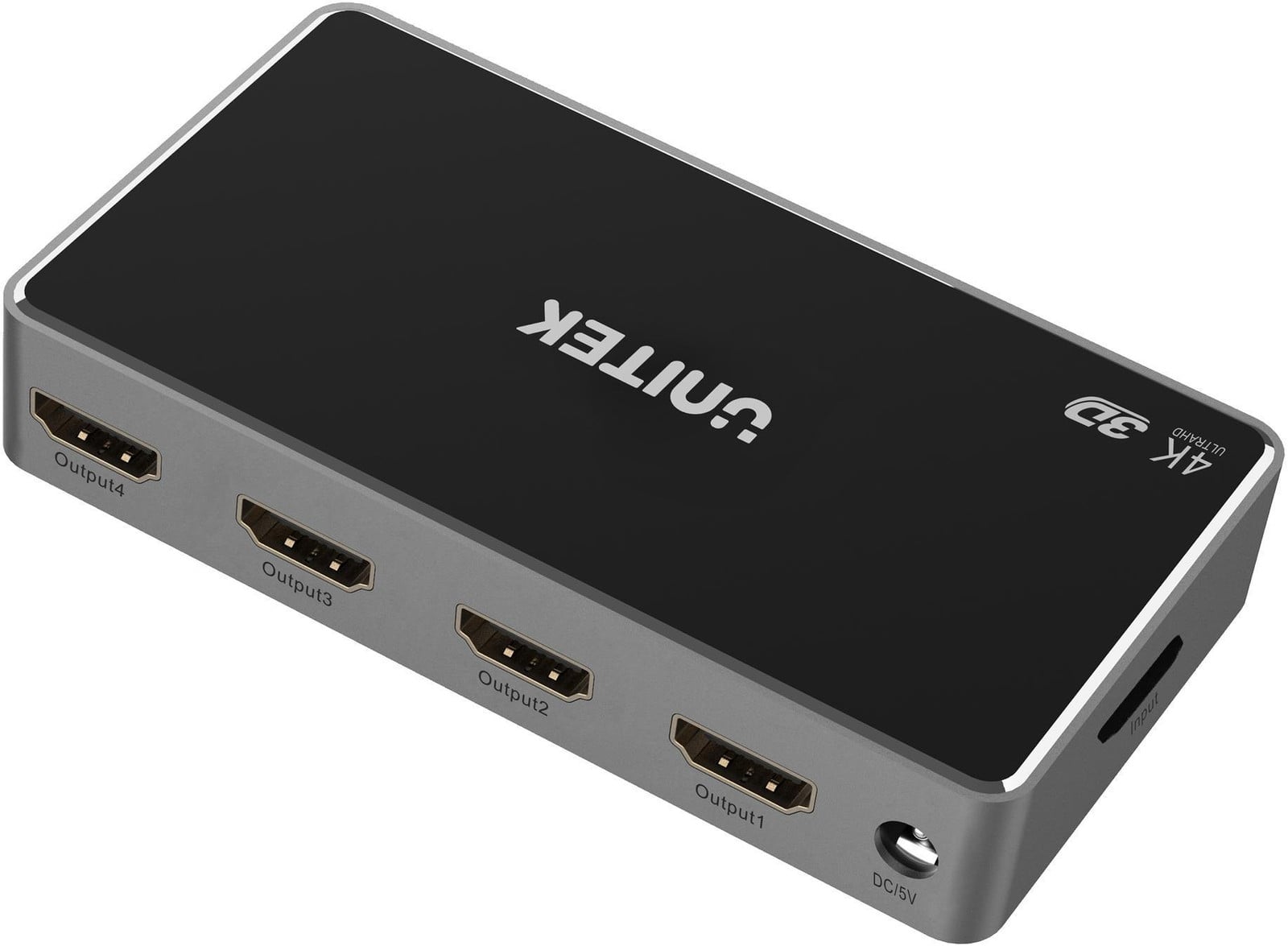 UNITEK V1109A HDMI Switch 4K DCI, 4x HDMI, 1.4b, Zwart/Grijs
