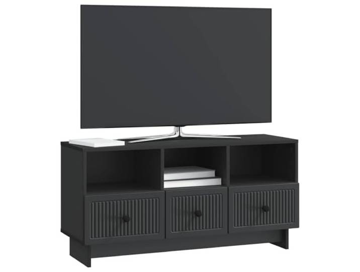GKHPYURE TV-Schrank Schwarz 102 x 34,5 x 50 cm Holz 3 Schubladen, großer Raum, moderner Vintage-Stil, einfache Reinigung, maximale Belastung 60 kg