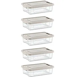 astor24 Aufbewahrungsbox mit Deckel 5er Set 1,5 L Kunststoffbox Stapelbox Regalbox Lagerbox Transparent