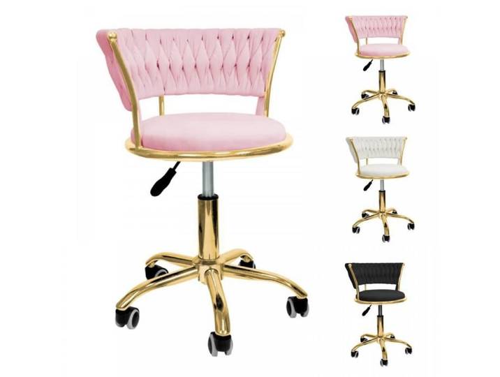 Chaise de Bureau Chaise Ergonomique Fauteuil de Bureau en Velours Siège Roulante Pivotante à Dossier Bas Réglable Rose