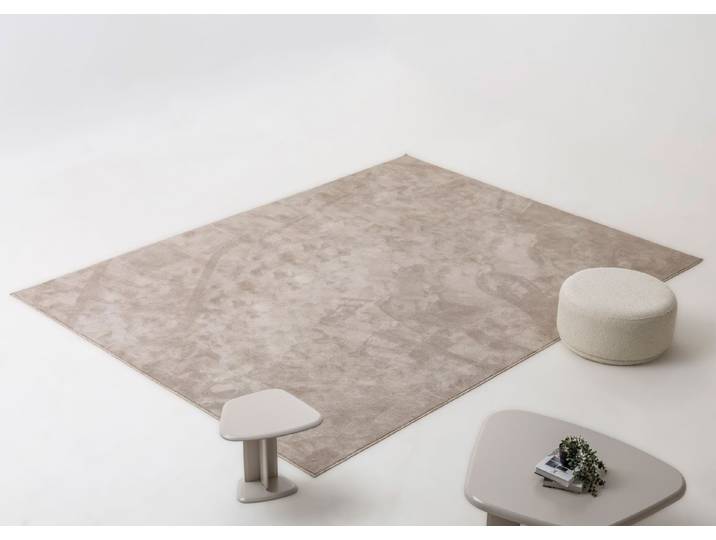 Xlmoebel Hocker Beistelltisch und eleganter Puff aus beigem Stoff (Couchgarnitur, 2 St., Hocker, Beistelltisch), Made in Europa