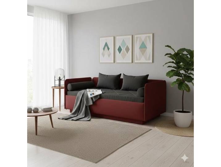 Schlafsofa Eriko Komfort Kunstleder mit Bettkasten 80x237x99cm Rot Relaxfunktion klassischer Stil
