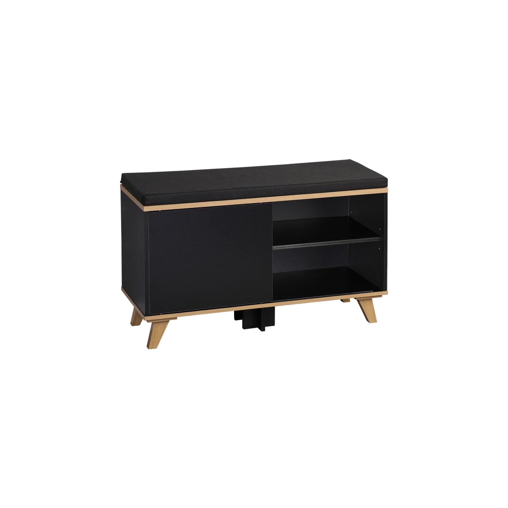 Schuhschrank mit Sitzkissen, schwarz