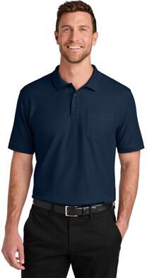 Port Authority TLK200P Wearever Signature Pique Pocket Polo Shirt in River Blue Navy size 3XLT   Polyester Blend
