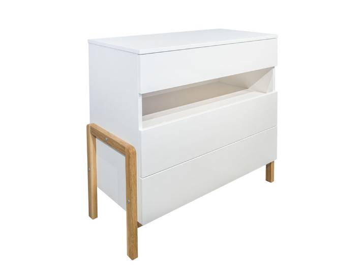 Commode 3 tiroirs 1 niche Kocot Kids Victor - Blanc et Chêne