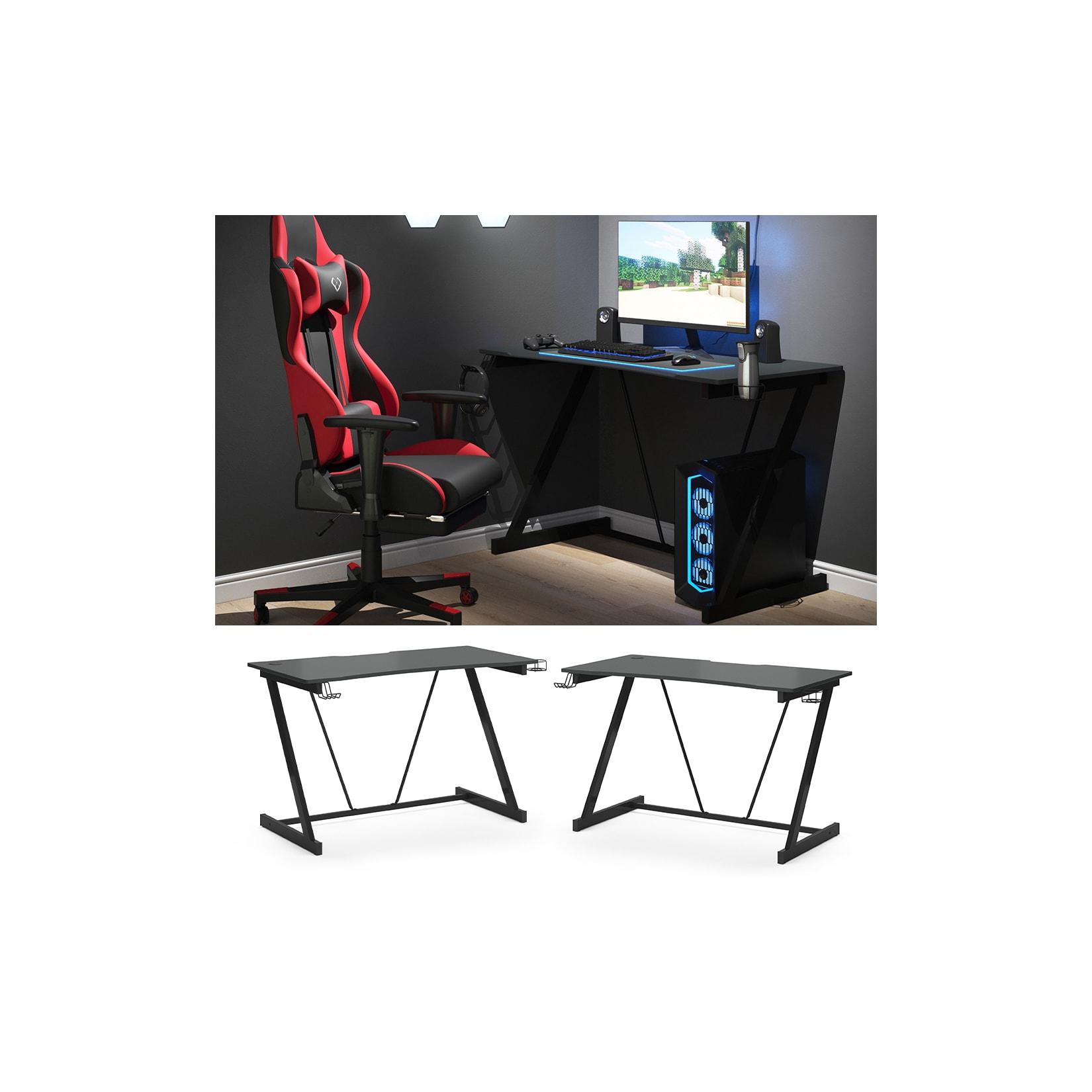 Vicco Gaming Tisch Schreibtisch Hudson Z-Form Getränkehalter Computertisch Gamer
