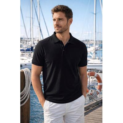 Poloshirt MAN'S WORLD, Herren, Gr. 64 (3XL), schwarz, Piqué, Obermaterial: 100% Baumwolle, unifarben, Basic, regular fit, Rundhals, Flachstrickbündchen, Shirts, Kurzarm, lockere Passform, unifarben, Topseller