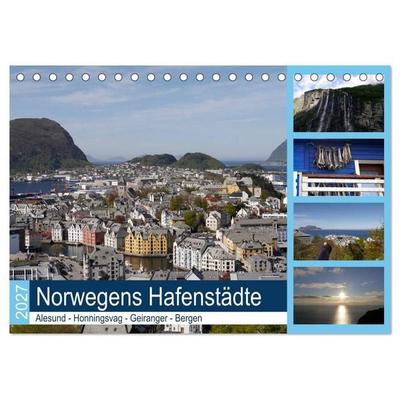 Norwegens Hafenstädte - Alesund - Honningsvag - Geiranger - Bergen (Tischkalender 2027 DIN A5 quer), CALVENDO Monatskalender