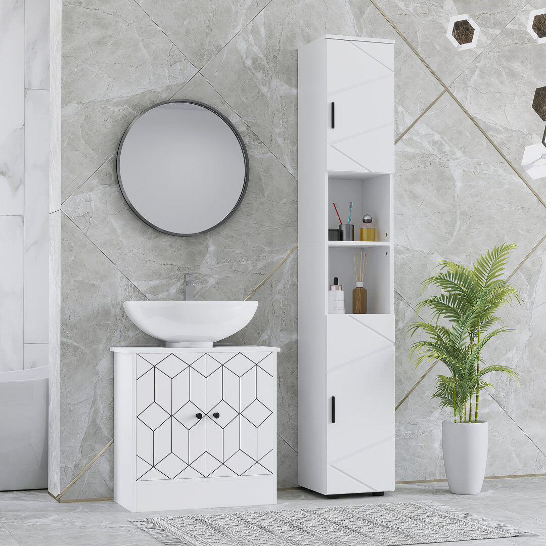 17 Stories Tall Bathroom Cabinet White 183cm H X 30cm W X 30cm D
