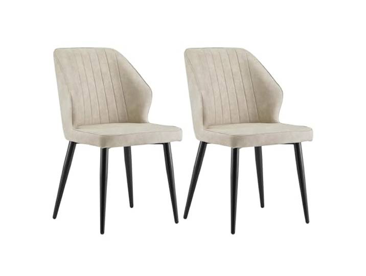 CLIPOP Esszimmerstühle 2er Set Retro Kunstleder Gepolsterter Esszimmerstuhl mit Rückenlehne und stabilen Metallbeinen, Küchenstühle Polsterstuhl für Home Office Möbel (Beige, 2)