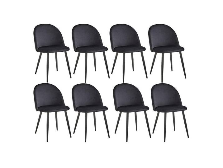 Esszimmerstuhl 8er-Set Samt Schwarz, 43x80x47.5 cm, Esszimmer, Stühle