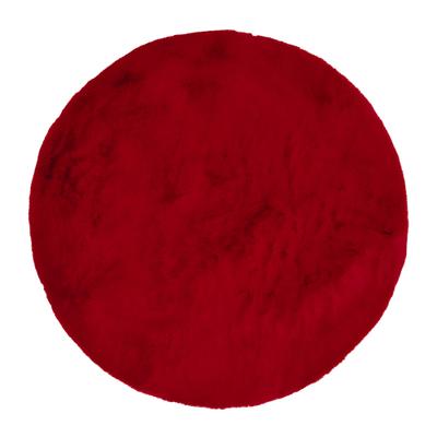Hochflor-Teppich OCI DIE TEPPICHMARKE "ROCKY SOFT, Fell Haptik", rot, H:35mm Ø:120cm, Polyester, Teppiche, Kunstfell, weich, kuschelig, maschinell gewebt, Kaninchen Haptik