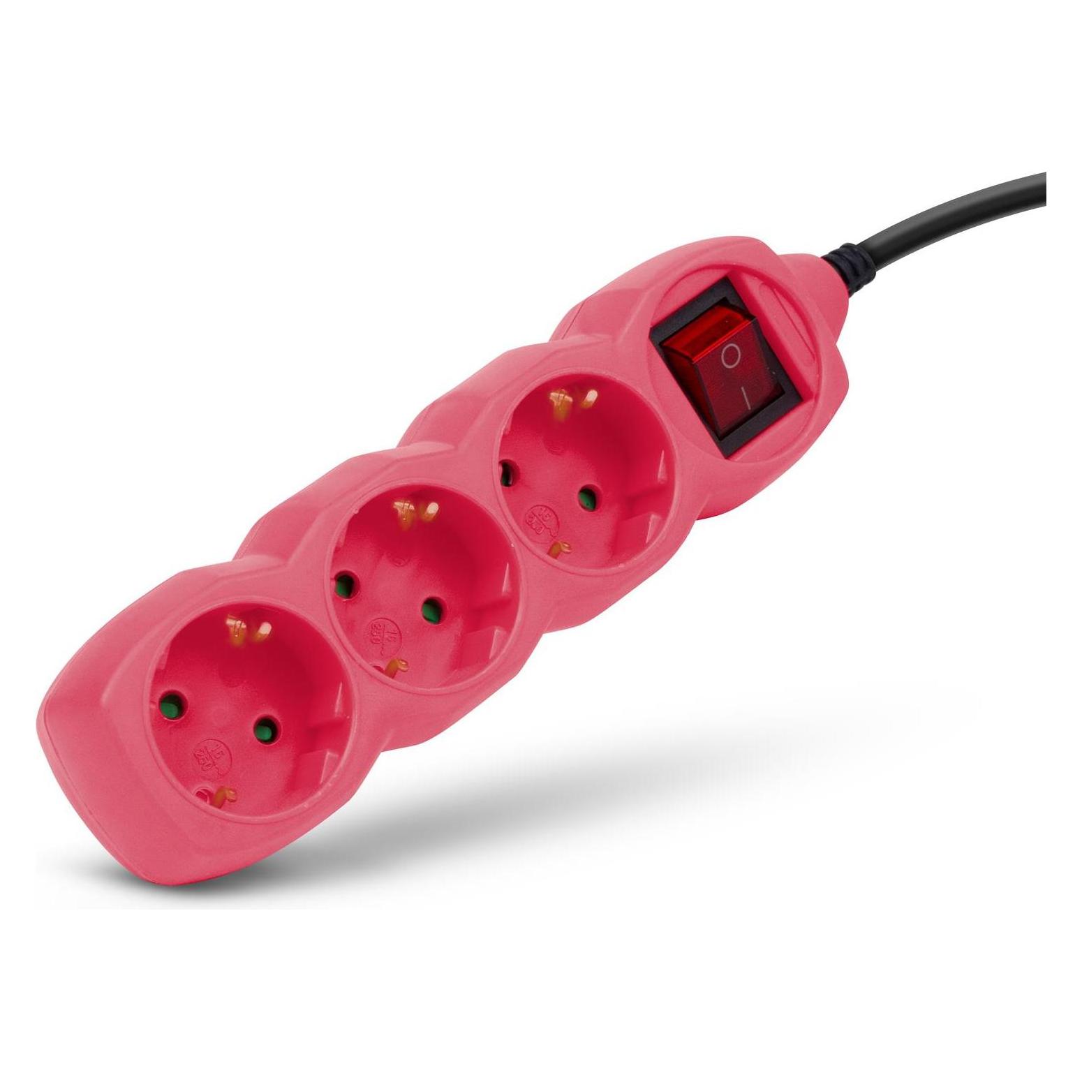 Entac Steckdosenleiste 3fach 1,5m Schalter pink (3x, CEE 7/3, 1.50 m) (ESEG3-1.5-SW-P)