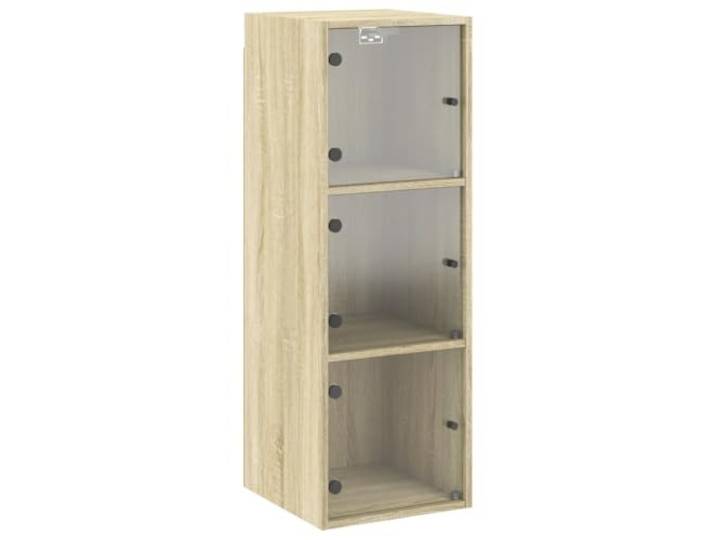 Helloshop26 Wandschrank mit Glastüren, vielseitiges Design, Aufbewahrung, 35 x 37 x 100 cm, Sonoma Eichenholz, 02_0049328