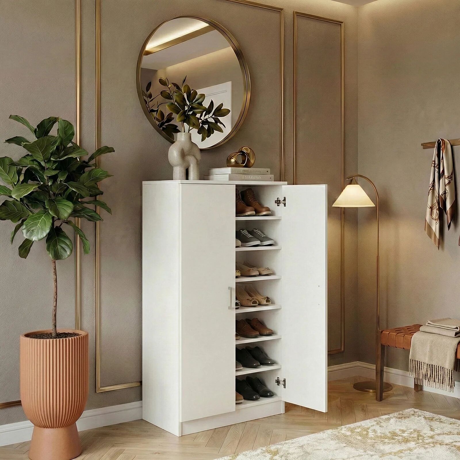 garneroarredamenti Scarpiera ingresso 55x108h cm 2 ante portascarpe 6 ripiani bianco Easy