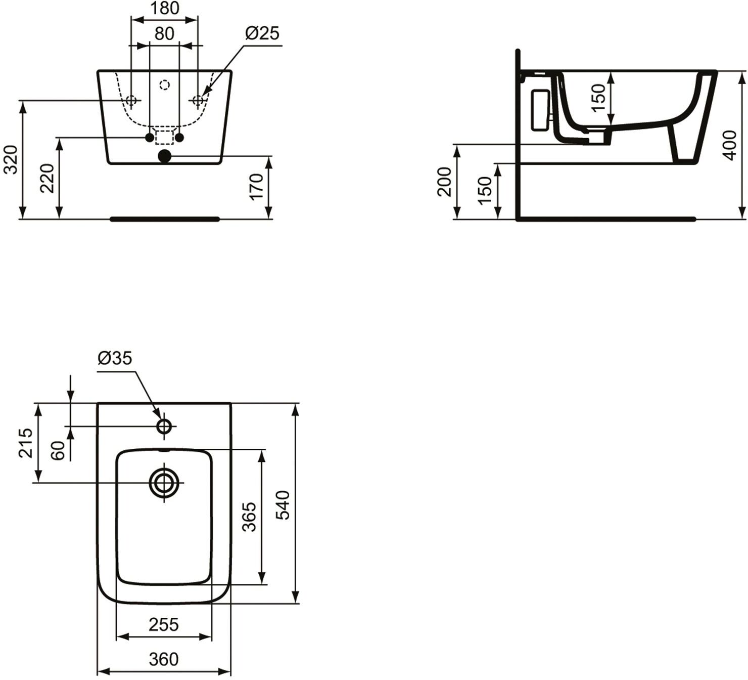 Ideal Standard Wandbidet Square