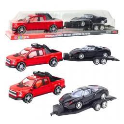 Lean Toys Set Geländewagen Rot Abschleppwagen Schwarz Sportwagen 59cm (65614783)