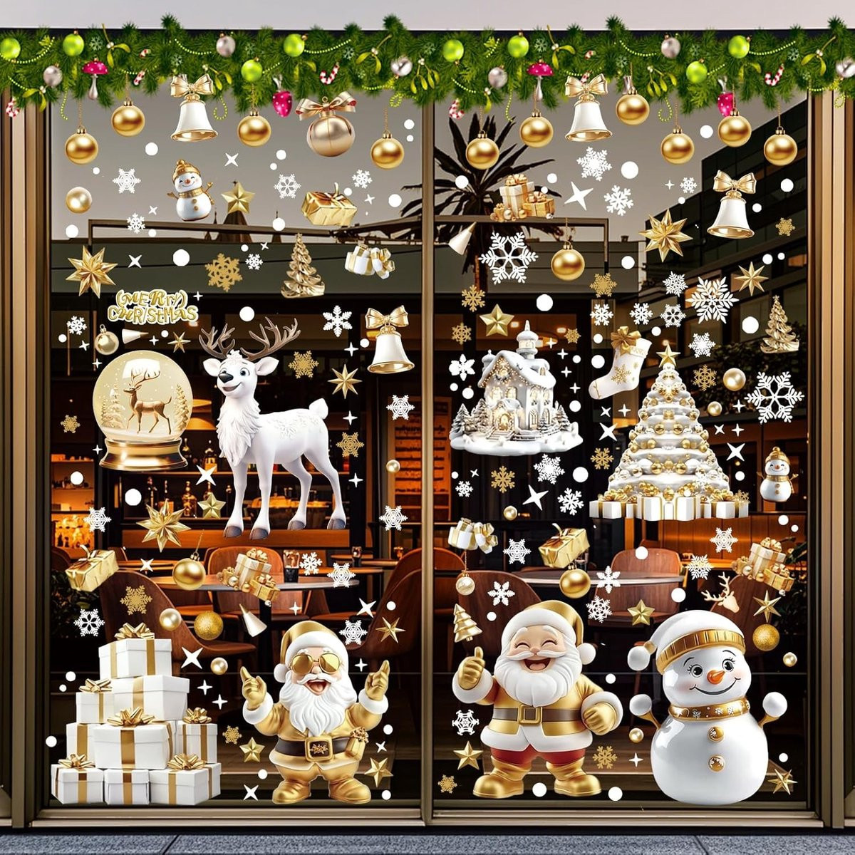 198 Stuks Herbruikbare Kerst Raamstickers - Dubbelzijdige PVC Decoratie voor Ramen en Feestdagen