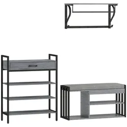 SCHUHREGAL 4 Ebenen Wandgarderobe mit Ablage 5 Haken und Stange gepolstert
