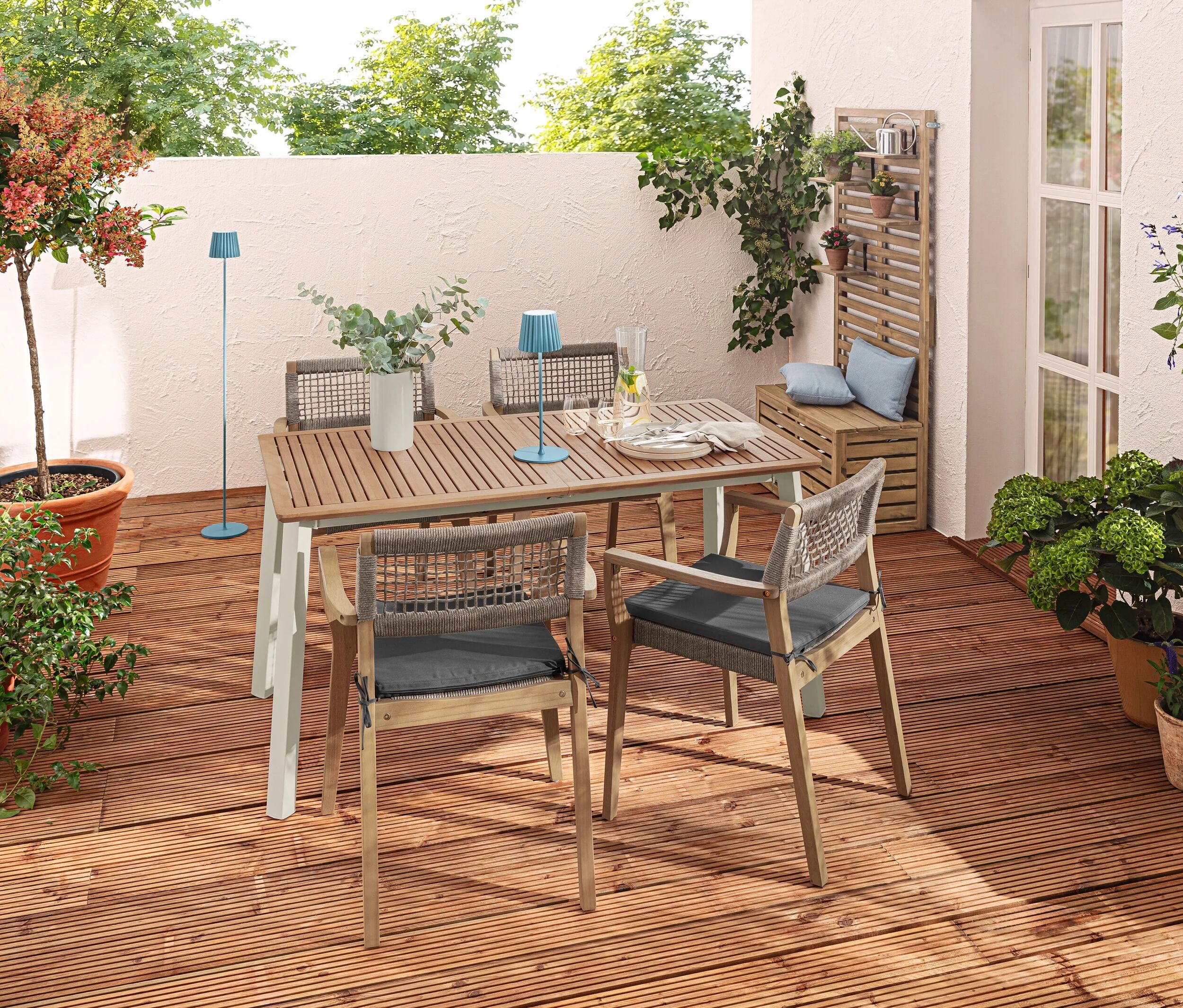 Tchibo - 2 Outdoor-Kissen mit Webstruktur - graublau