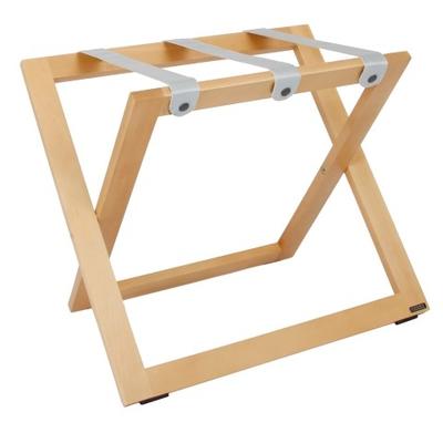 Kofferständer WOOD aus Holz Buche Natur mit Riemen Nylon Grau